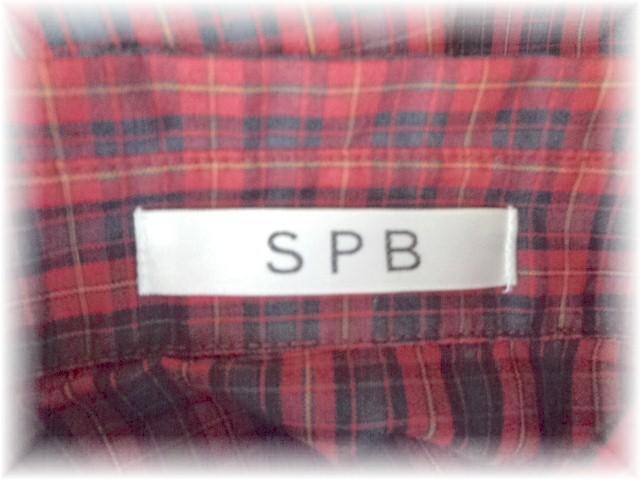 SPB world 7 minute sleeve shirt M red × check pattern 