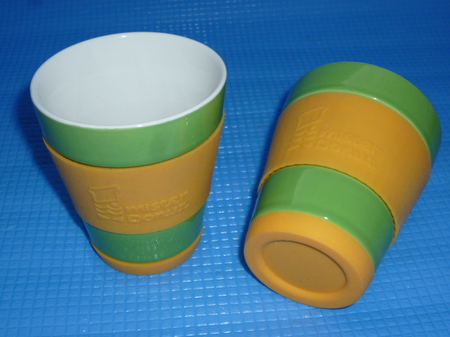 a* unused * not for sale *Mister Donut Mister Donut colorful tumbler 2 piece set ( green × yellow )