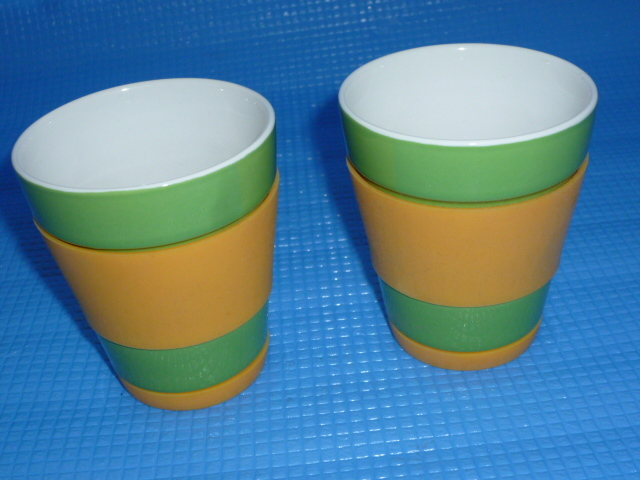 a* unused * not for sale *Mister Donut Mister Donut colorful tumbler 2 piece set ( green × yellow )