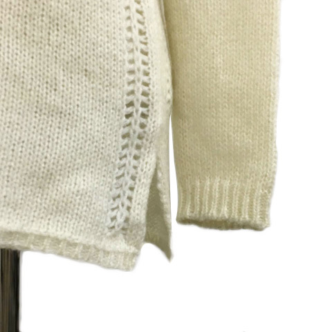 ビッキー VICKY セーター ニット ラウンドネック ビジュー ロング モヘア混 長袖 2 白 ベージュ ホワイト レディース_画像3