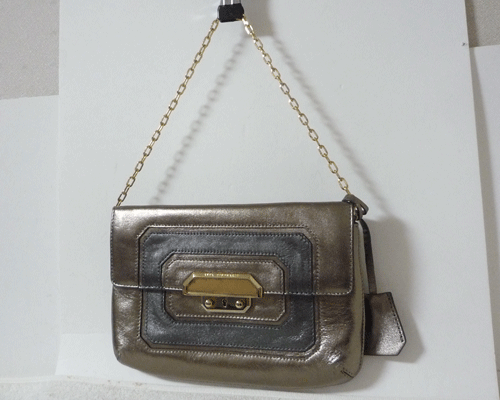 アニヤハインドマーチ　ANYA HINDMARCH　レザー　シャンパンゴールド系　シャンパンブルー系　チェーン　ハンドバッグ　レディース