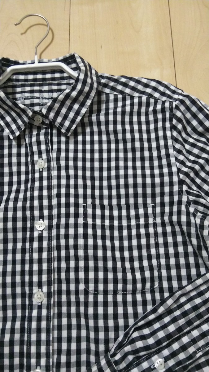 ギンガムチェックシャツ ブラック Mサイズ レディース 無印良品 長袖シャツ