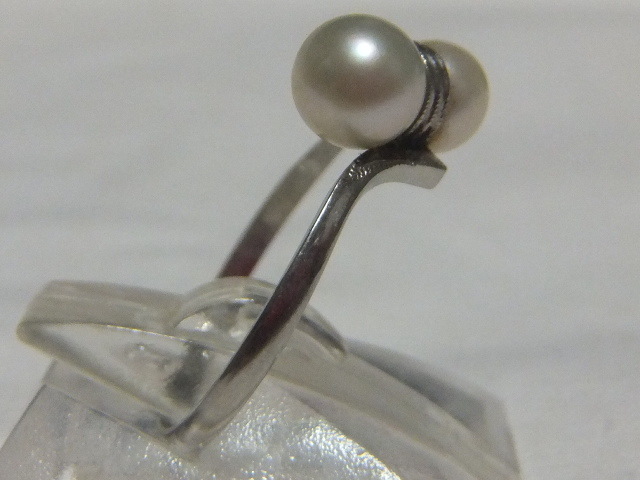 14 number 1.41 gram [SPM/ sun platinum ] stamp Showa era period ring ring pearl pearl Vintage antique accessories costume small articles etc. .*
