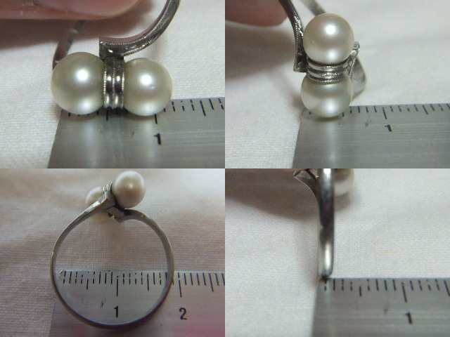 14 number 1.41 gram [SPM/ sun platinum ] stamp Showa era period ring ring pearl pearl Vintage antique accessories costume small articles etc. .*