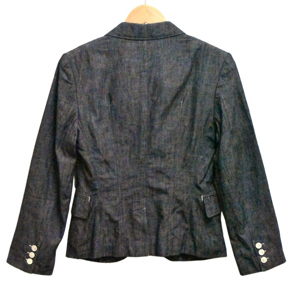 2012年 日本製 ジュンヤワタナベ コム・デ・ギャルソン テーラードジャケット ブルーデニム×袖ストライプ レディースS(28872_画像2