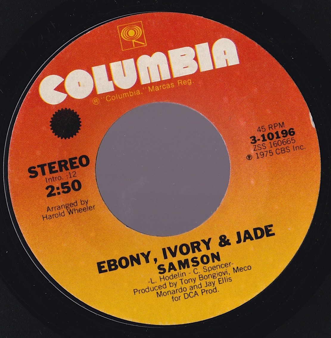 ソウル7inch・45★EBONY, IVORY & JADE / Samson / Sad faces★Columbia★_画像1