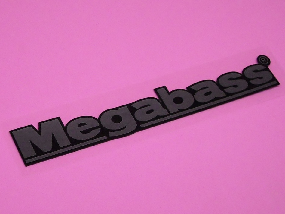 メガバス Megabass 銀 ロゴ 厚手 ステッカー 大 文字186-25mm シール_画像2
