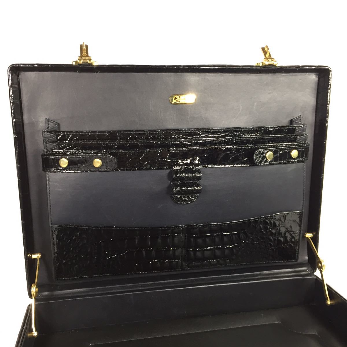 【高級素材】本物 クロコダイル アタッシュケース 黒 トランクケース ビジネスバッグ トラベル ダイヤルロック金具 ワニ革 男性用 メンズ