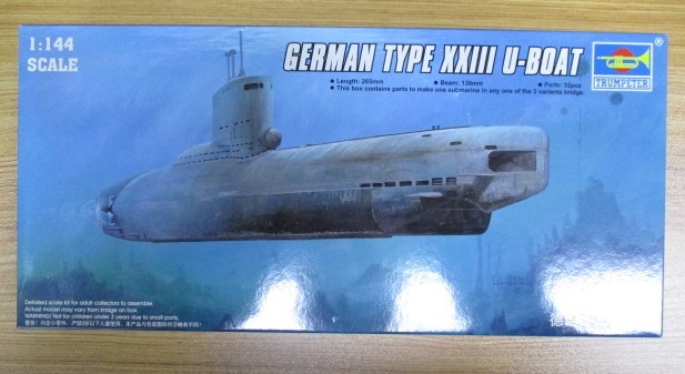 TRUMPETER( tiger mpeta-)1/144.( Germany ) U boat (U-Boot) XXIII(23) type . water .(German Type Submarine U-23) inside sack unopened goods 05908