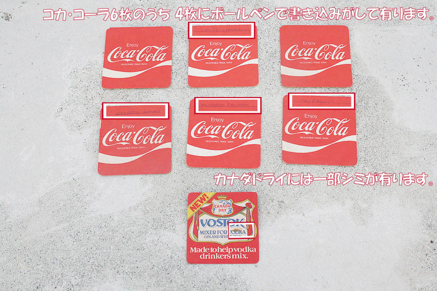 コカ・コーラ ビンテージ? コースター6枚 + カナダドライ コースター1枚 = 合計7枚セットでお届け! Coca Cola _状態をご確認の上でご検討下さい。