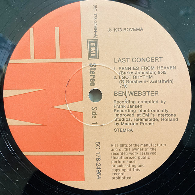 ■即決 Ben Webster / Last Concert 2LP GF オリジナル _画像4