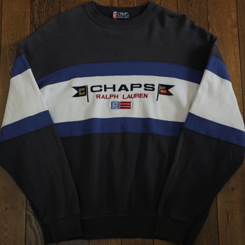 90s CHAPS Ralph Lauren スウェット トレーナー L ロゴ 刺繍 星条旗 パーカー チャプス ポロ ラルフローレン