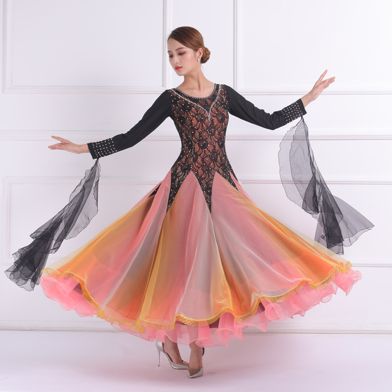 史上一番安い 新作 2色選択可 レディース社交ダンス衣装ドレス セミ