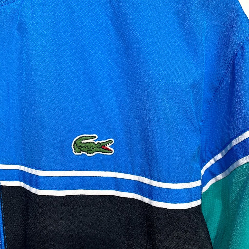 LACOSTE ナイロン ジャケット 12サイズ ブルー 青 ラコステ キッズ 子ども ワンポイント ウインドブレーカー 古着_画像2