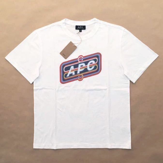 極美品 正規品 A.P.C. BASTIEN ロゴ 半袖 Tシャツ ホワイト マルチカラー XS ユニセックス 紙タグ付き 完売 APC アーペーセー @a672