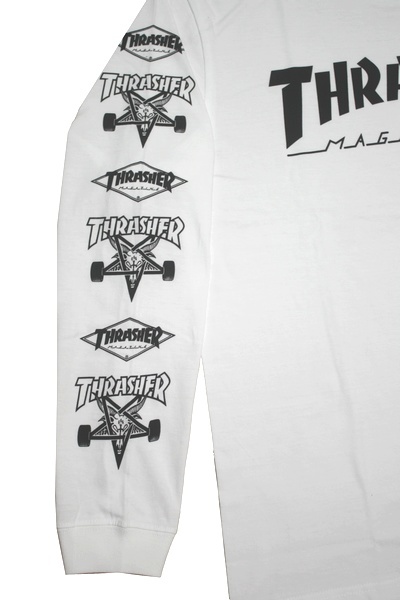 新品 THRASHER 長袖Tシャツ XL スラッシャー ストリート スケボー スケーター 白 ホワイト ロンT TH93159_画像3