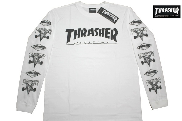 新品 THRASHER 長袖Tシャツ M スラッシャー ストリート スケボー スケーター 白 ホワイト ロンT TH93159_画像2