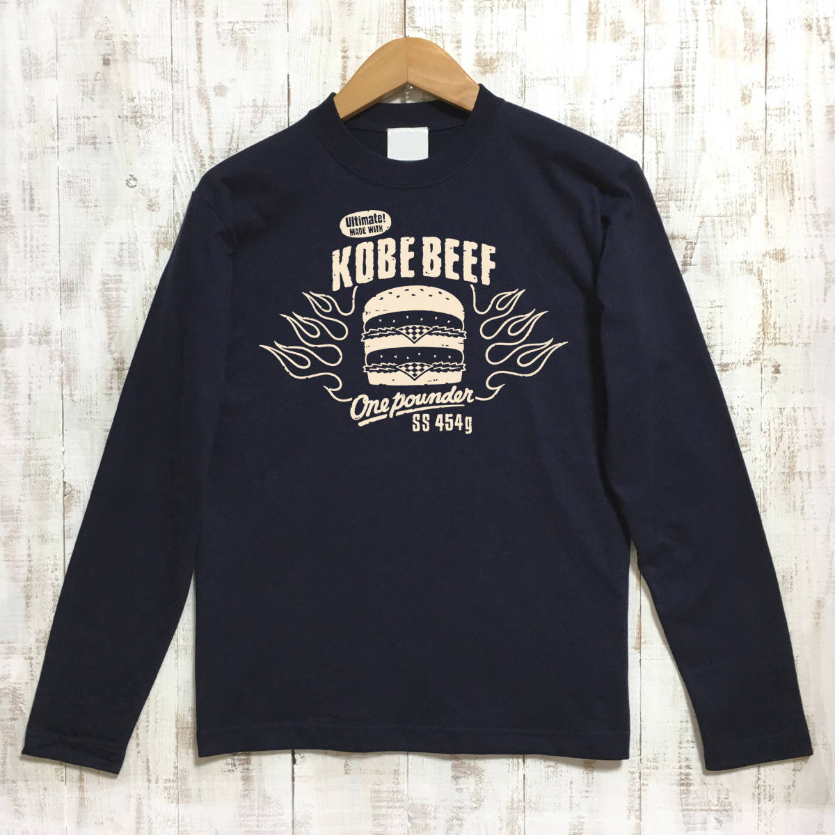 ■KOBE BEEF ロンT■XLサイズ（ネイビーｘナチュラル）KOBE BEEF 神戸ビーフ　神戸牛　神戸　ハンバーガー_画像1