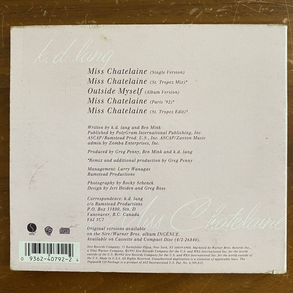 CD * K.d. Lang[Miss Chatelaine] б/у K.d. Lang miss