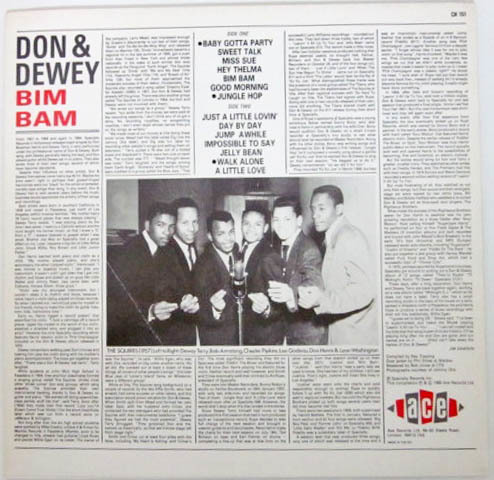美盤 良好 ★ 廃盤 LP ★ Ace Records Specialty 1985年 DON & DEWEY / BIM BAM 50's ロックンロール R&B リズム & ブルース ロカビリー_画像2