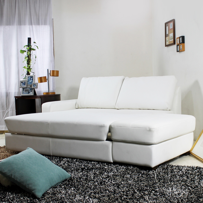  sofa bed 2 seater . sofa ottoman attaching soft leather white 395 T2100 2PR/OT
