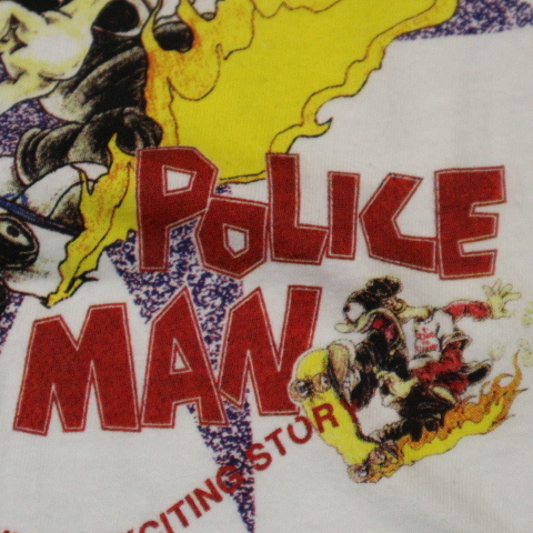 90s USA製 Street Kids vs Police Man Tシャツ M ホワイト Hanes スケートボード イラスト キャラクター ユーモア ストリート ヴィンテージ_画像5