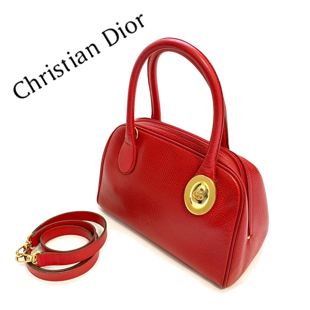 PayPayフリマ｜Christian Dior クリスチャンディオール レア品 2way バッグ 赤 レッド ハンドバッグ ショルダーバッグ ロゴ
