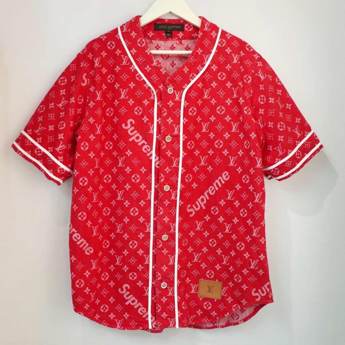 【"Louisvuitton x Supreme/ルイヴィトン xシュプリーム "】Size S ベースボールシャツ