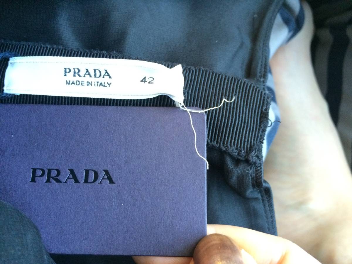 極上 新品 プラダ 最高級 シルク ワンピース ドレス 42 黒 ブラックフォーマル PRADA b_画像7