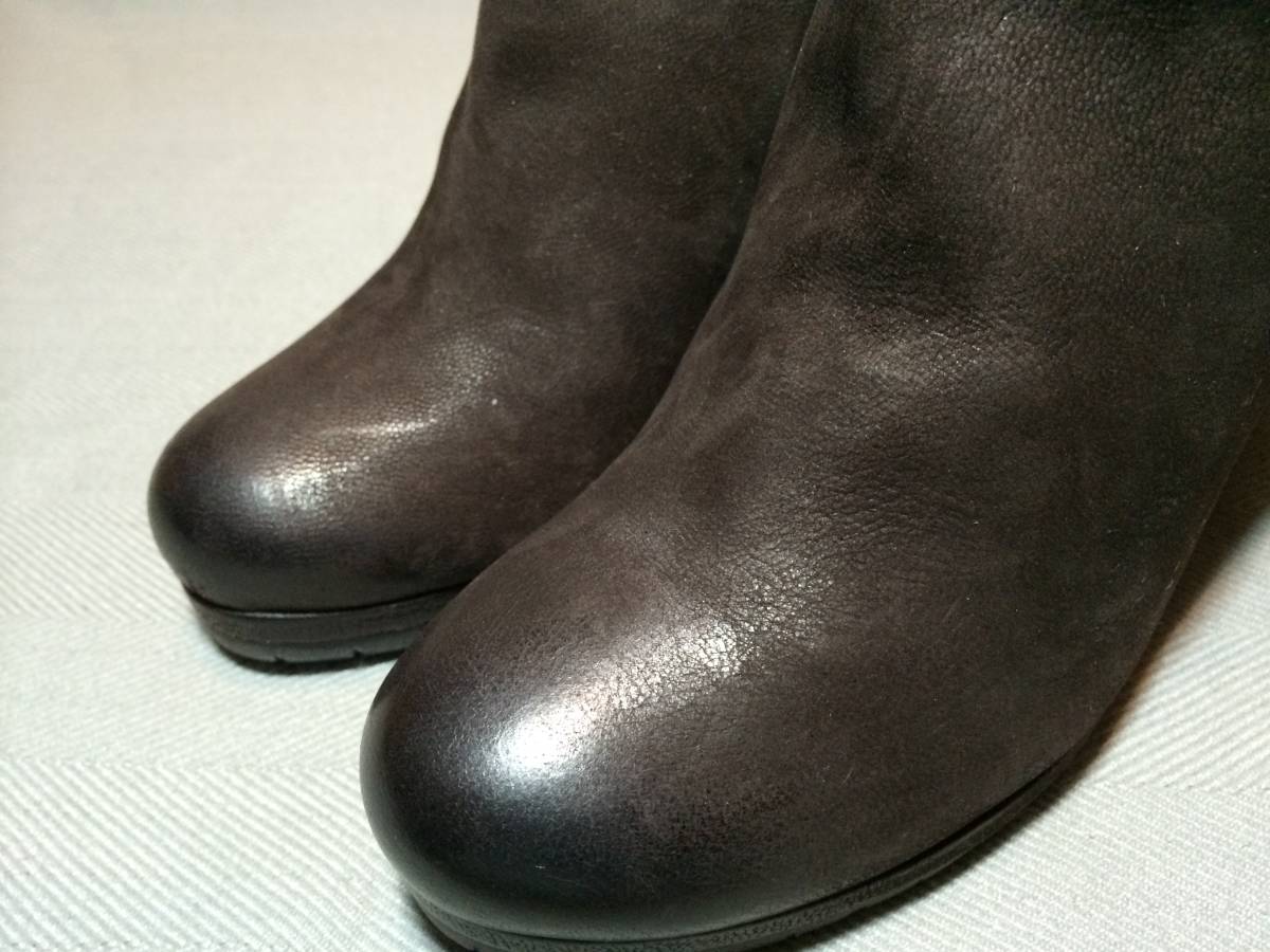 新品 プラダ レザー ウェッジ ソール ショート ブーツ 36.5 茶 PRADA 本革靴 靴 シューズ ブラウン_画像8