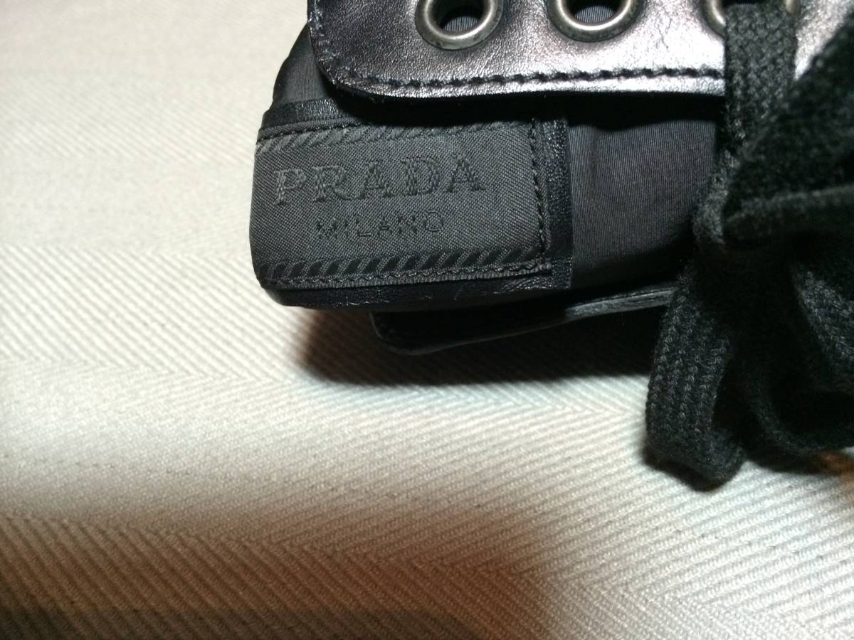 新品 プラダ ラバー コーティング レザー ブーツ 8 黒 ブラック PRADA 新品 プラダ ラバー コーティング レザー ブーツ 8 黒 ブラック PRADA