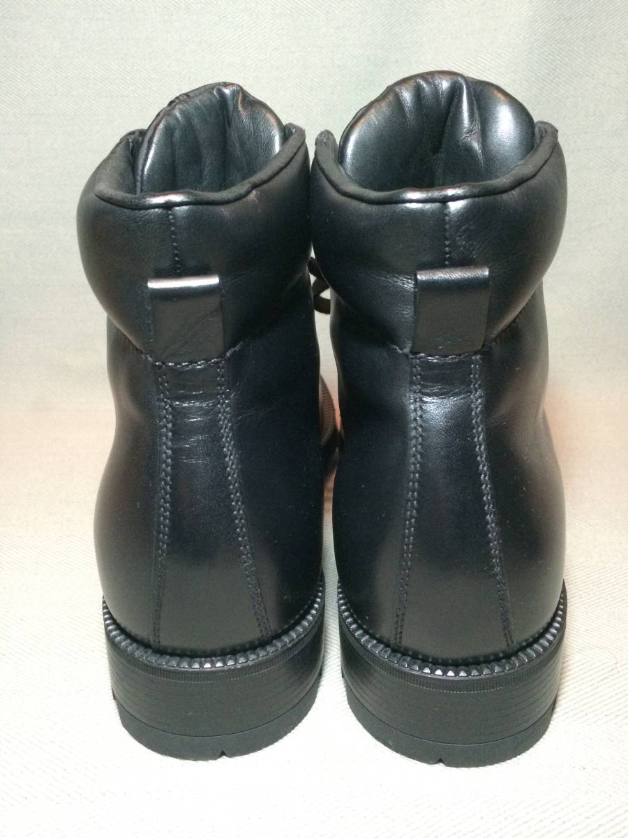 新品 プラダ ラバー コーティング レザー ブーツ 8 黒 ブラック PRADA 新品 プラダ ラバー コーティング レザー ブーツ 8 黒 ブラック PRADA