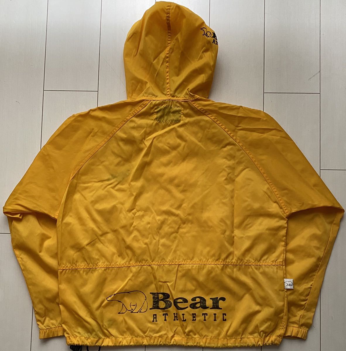 送料無料 90s vintage ビンテージ BEAR new york USA ベアー anorak アノラック nylon ナイロン ジャケット パーカー プルオーバー 黄 XL_画像3