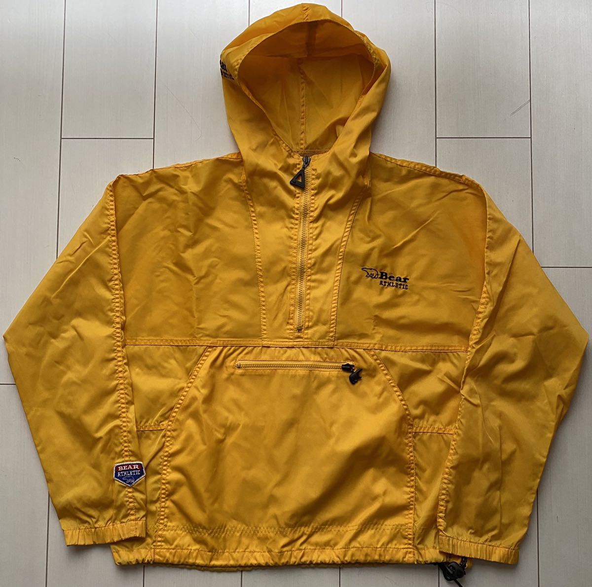 送料無料 90s vintage ビンテージ BEAR new york USA ベアー anorak アノラック nylon ナイロン ジャケット パーカー プルオーバー 黄 XL_画像2