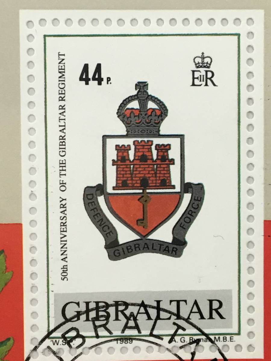 切手：紋章／ジブラルタル＊１９８９年＊連隊５０周年＊シート＊初日カバー＊_画像3