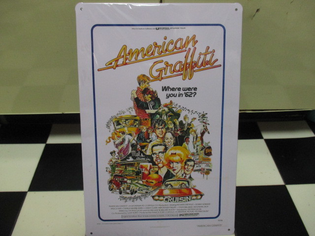 希少レア 3枚セット AMERICAN GRAFFITI×GENE VINCENT＆THE BLUE CAPS×MELS DRIVE IN メタルプレート ブリキ看板 1950’S ROCKABILLY _画像2