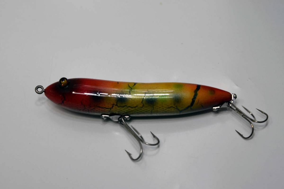 VINTAGE GLASS EYE ,,HAND MADE ORIGINAL COLOR PLASTIC FLORTING PENCIL LURE_画像1