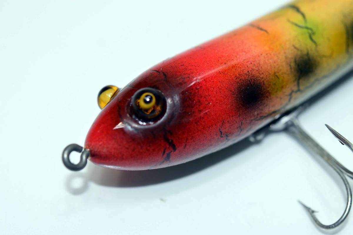 VINTAGE GLASS EYE ,,HAND MADE ORIGINAL COLOR PLASTIC FLORTING PENCIL LURE_画像7