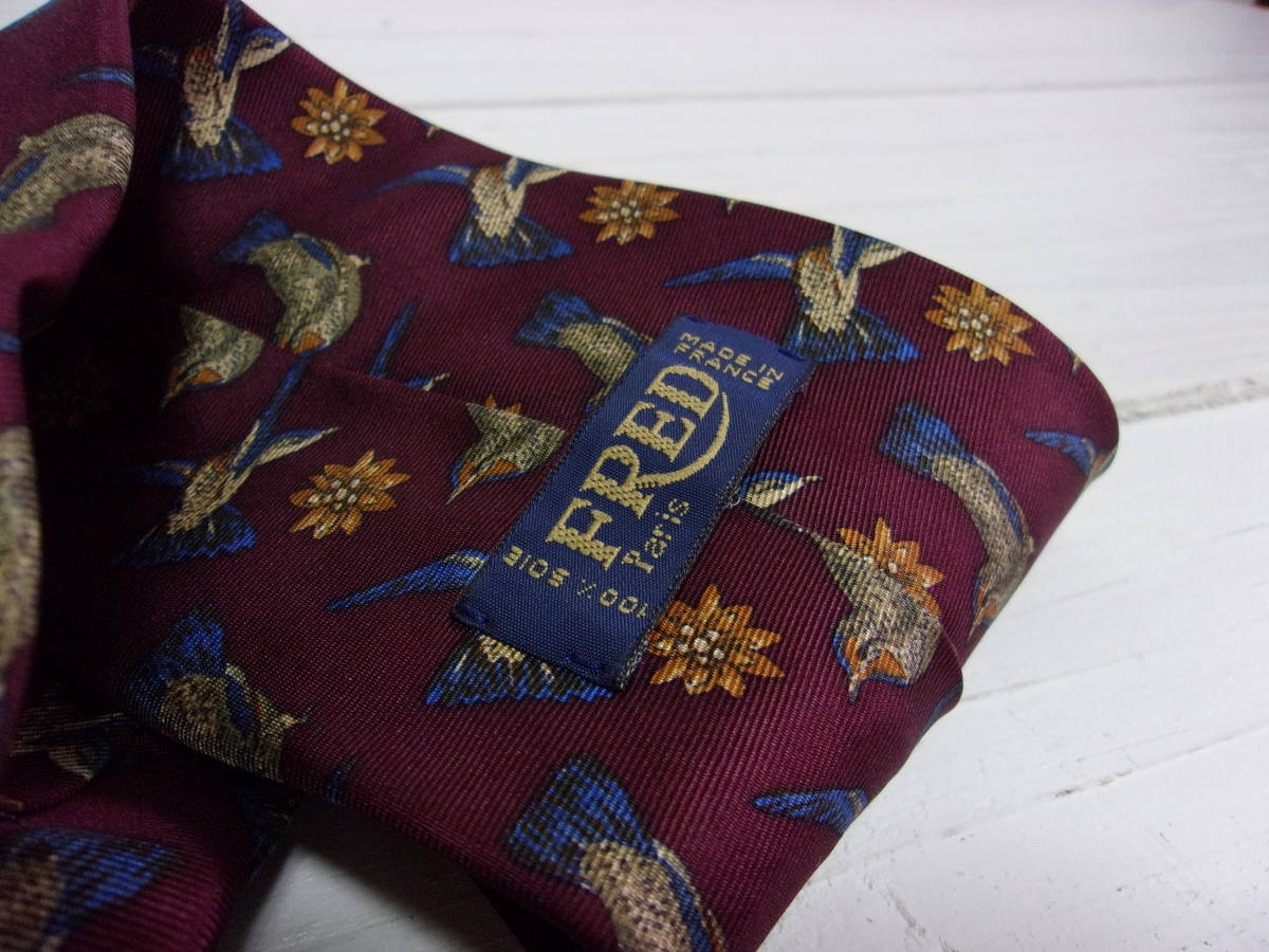 フランス製 FRED ネクタイ マルーン フレッド necktie made in france シルク silk_画像5