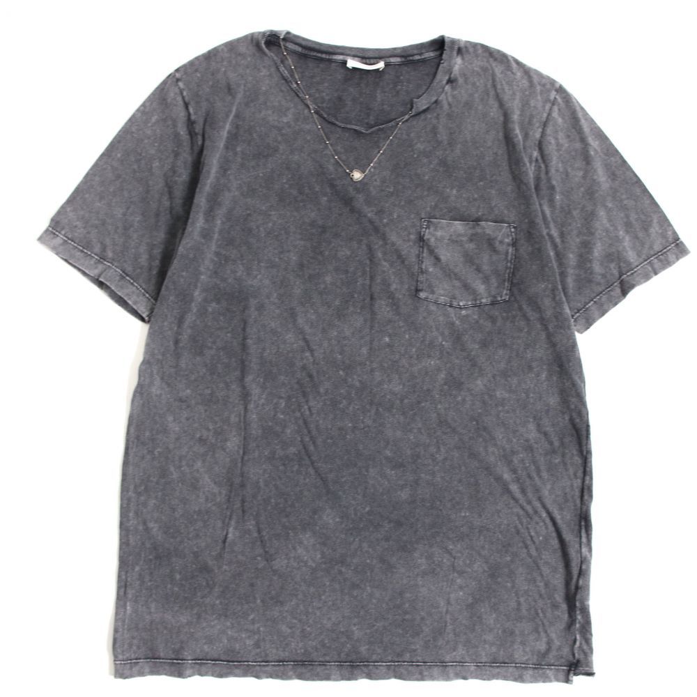 美品▽サンローランパリ ネックレス付き ヴィンテージ加工　半袖　Tシャツ　グレー　S　イタリア製　正規品　メンズ_画像1
