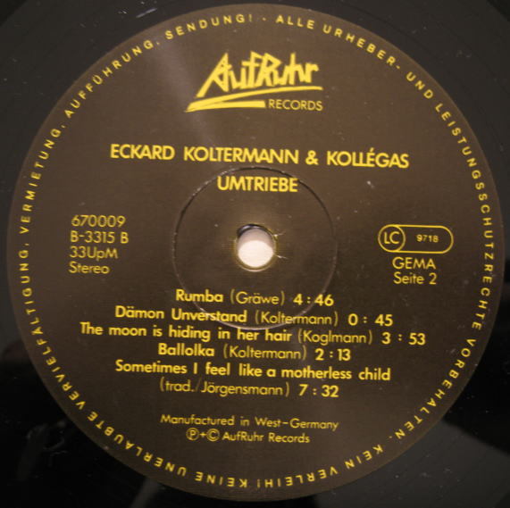 Eckard Koltermann & Kollegas / Umtriebe (Radu Malfatti,Theo Jorgensmann 参加_画像5