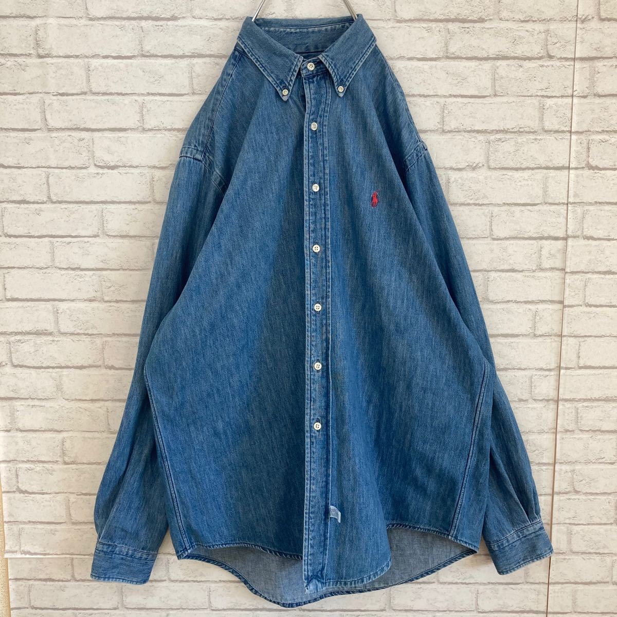 USA製 ラルフローレン BDシャツ デニム 赤ポニー オーバーサイズ 90s