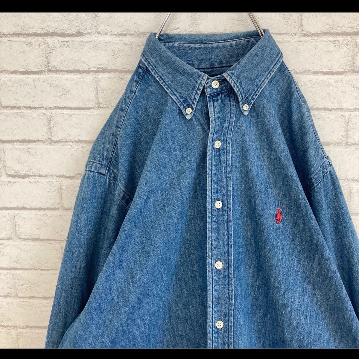USA製 ラルフローレン BDシャツ デニム 赤ポニー オーバーサイズ 90s