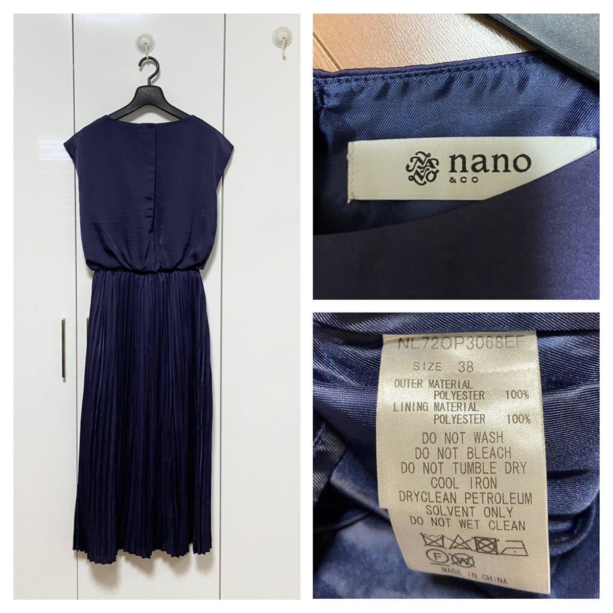  beautiful goods Nano Universe Vintage satin pleat One-piece regular price 14300 jpy 38