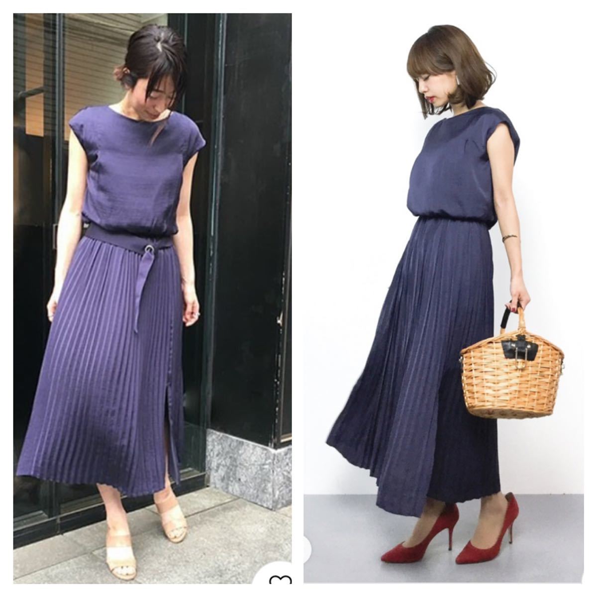  beautiful goods Nano Universe Vintage satin pleat One-piece regular price 14300 jpy 38