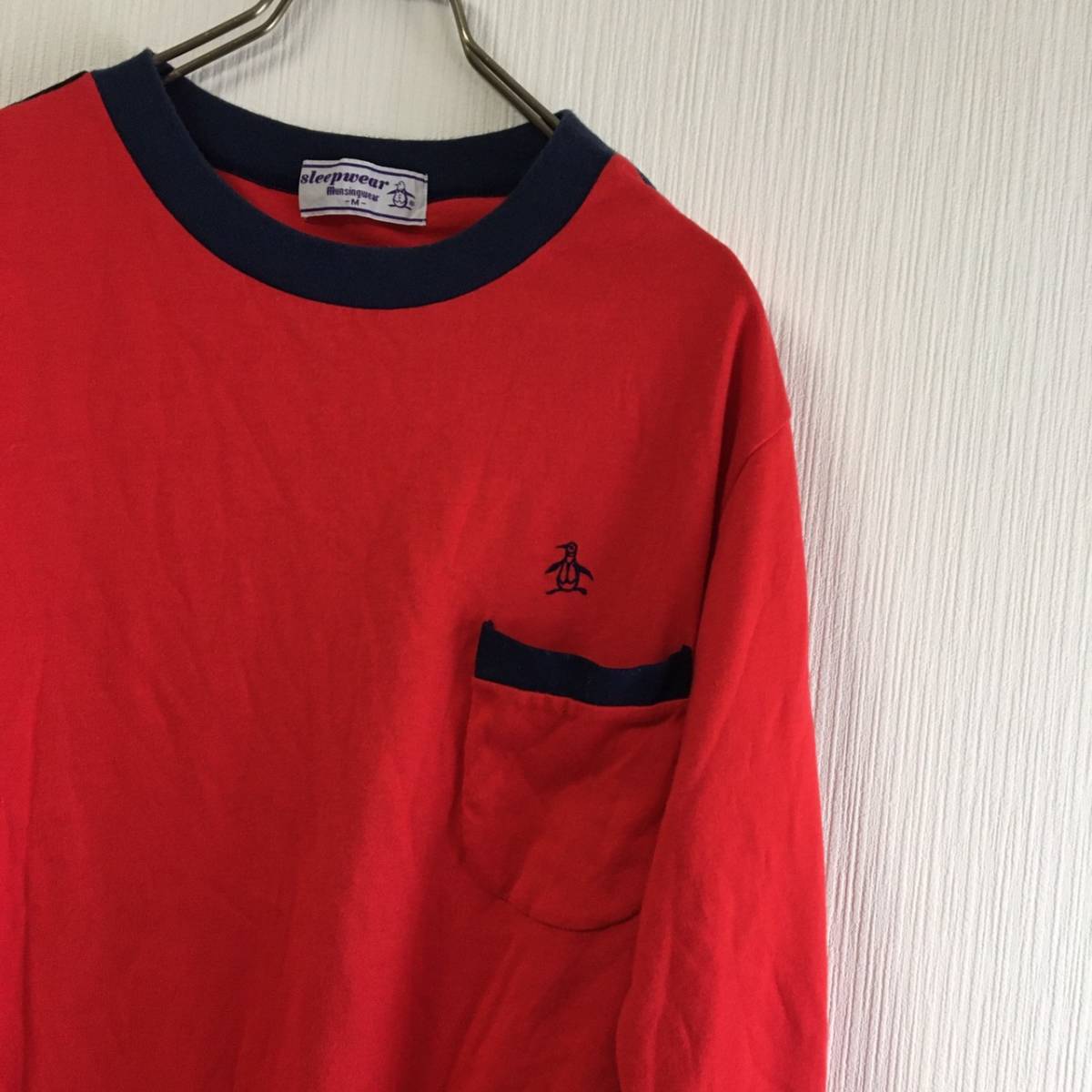  Munsingwear wear Munsingwear long T Golf wear long sleeve shirt long sleeve M size red penguin 