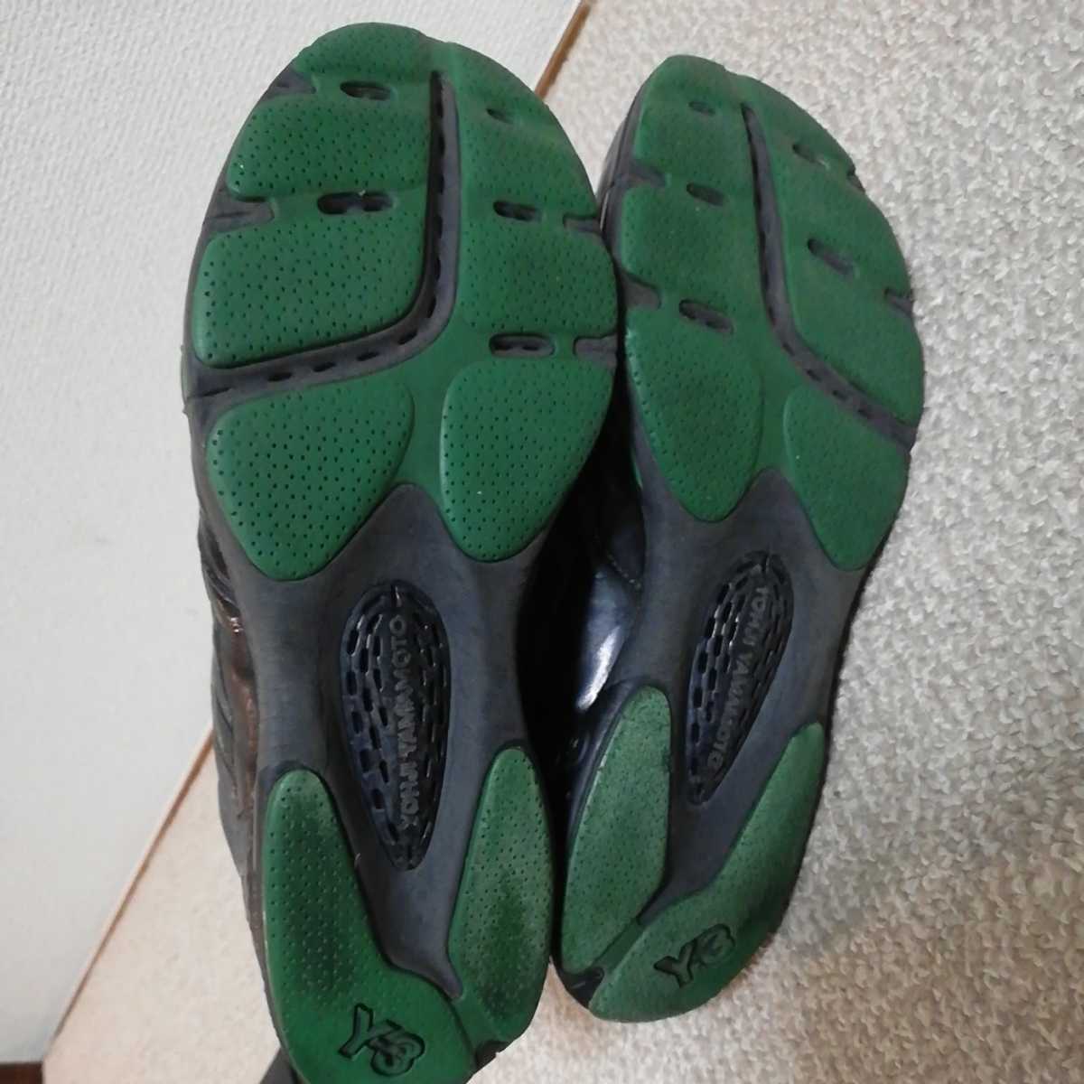 【送料無料】スニーカー　27.5cm Y-3 Yohji Yamamoto　ヨウジヤマモト　ワイスリー　黒　緑　USED　中古　靴　シューズ　ブランド　_画像5
