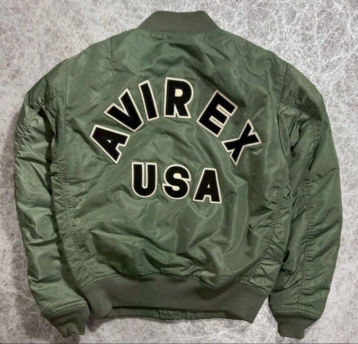 AVIREX リバーシブル MA-1 フライトジャケット アーチロゴ グリーンM AVIREX リバーシブル MA-1 フライトジャケット アーチロゴ グリーンM
