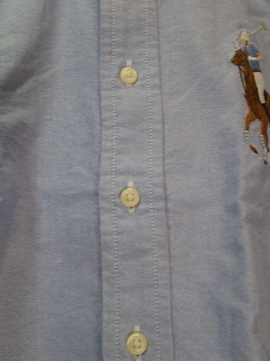 * Ralph Lauren / Ralph Lauren 100.*4T* long sleeve button down shirt ( blue )/ left . Logo embroidery s1869