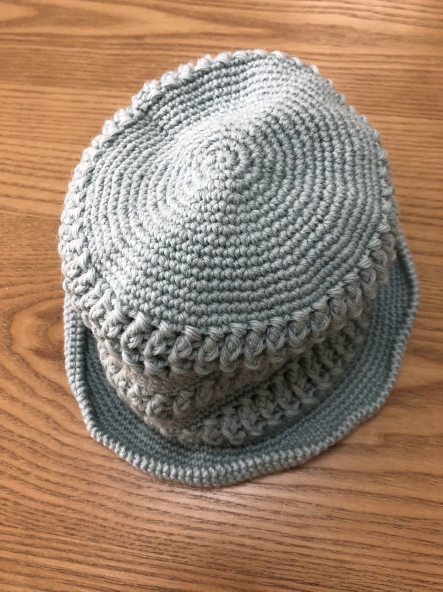  hand made baby, Kids knitted cap blue gray 